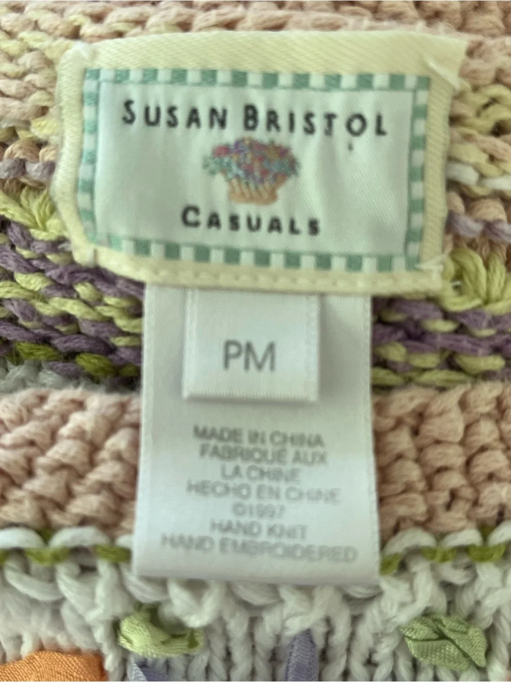Vintage Susan Bristol Causal Ramie Knit Floral Sweater Size Medium Petite - Picture 16 of 16
